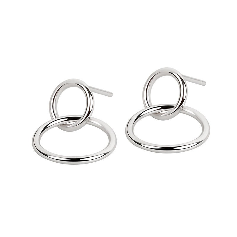 S925 sterling silver stud earrings geometric round circle earrings