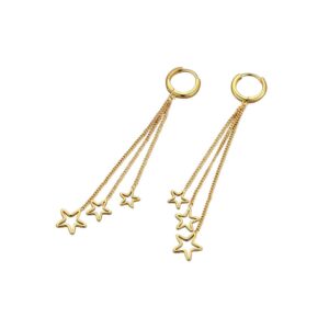 S925 sterling silver stud earrings with tassel cut-out star earrings