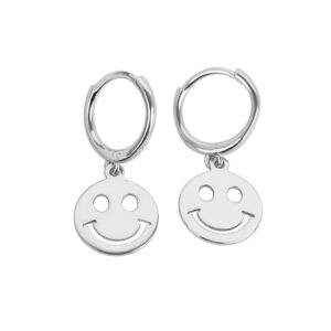 S925 sterling silver stud earrings glossy smiley face earrings