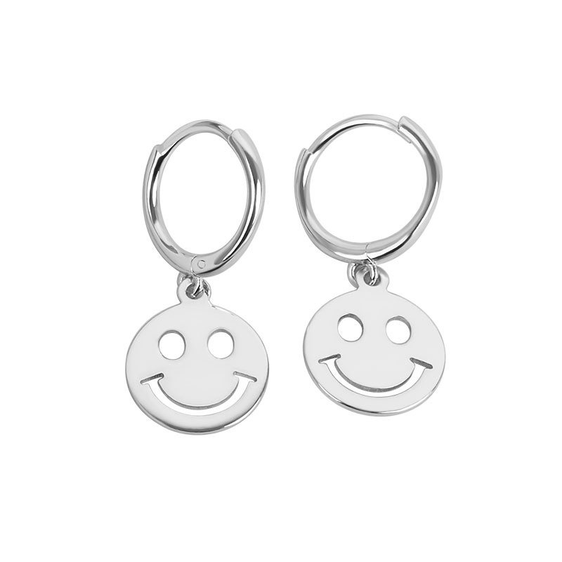 S925 sterling silver stud earrings glossy smiley face earrings