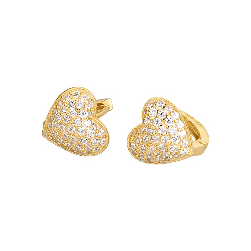 S925 sterling silver stud earrings heart-shaped earrings