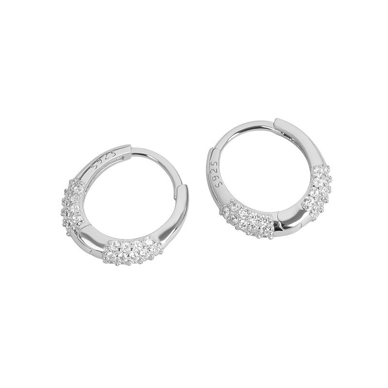 S925 sterling silver stud earrings zircon circle earrings