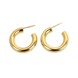 S925 sterling silver stud earrings glossy C-shaped buckle earrings