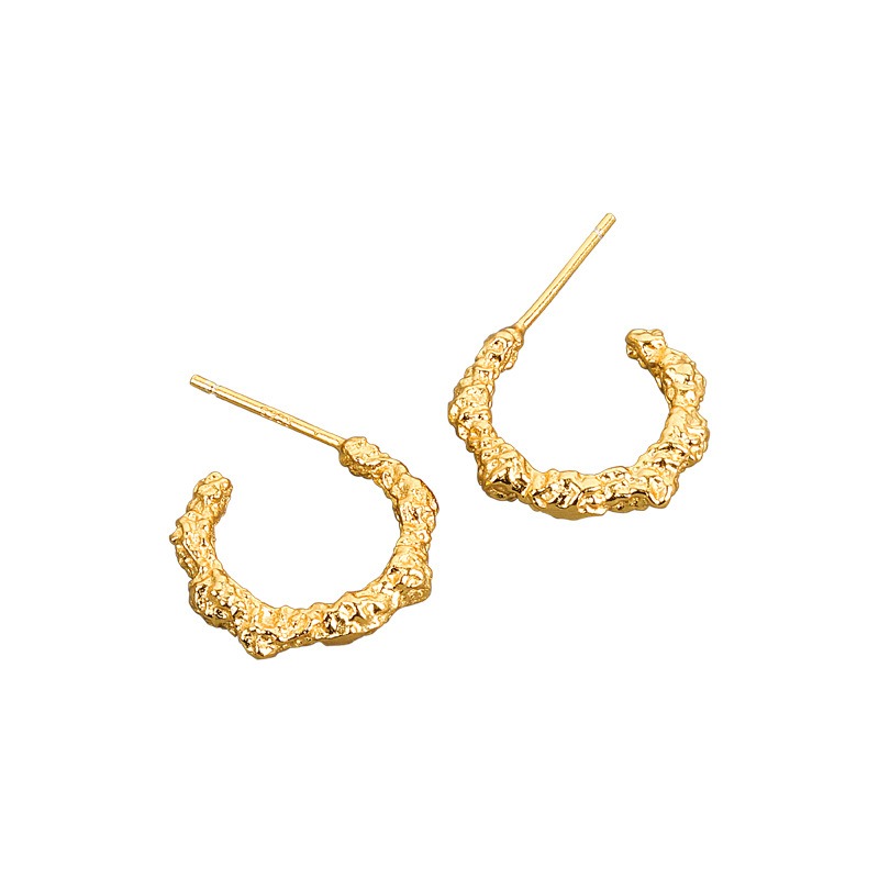 S925 sterling silver stud earrings with irregular concave and convex geometric earrings