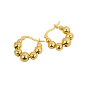 S925 sterling silver stud earrings geometric beaded earrings