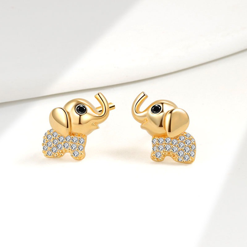 S925 sterling silver stud earrings baby elephant earrings - Image 2