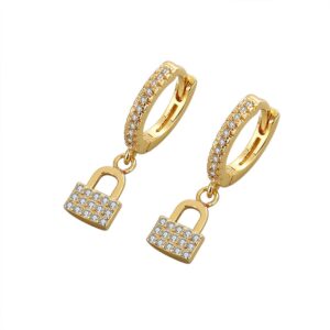 S925 sterling silver stud earrings and zirconia lock earrings