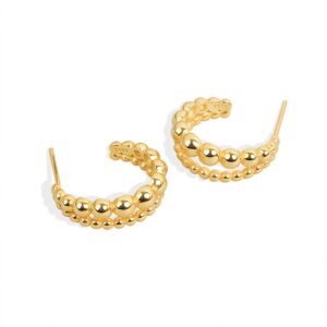 S925 sterling silver stud earrings hammer double row hoop earrings