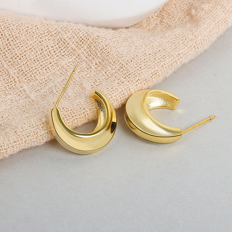 S925 sterling silver stud earrings irregular concave and convex ear clips - Image 2