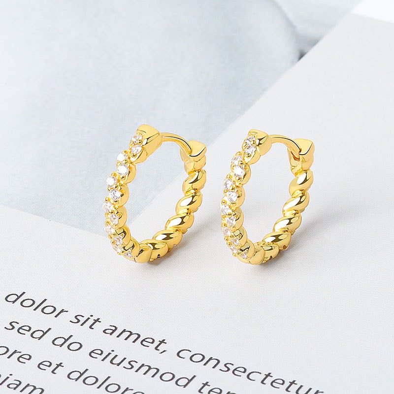 S925 sterling silver stud earrings geometric twist circle earrings - Image 2