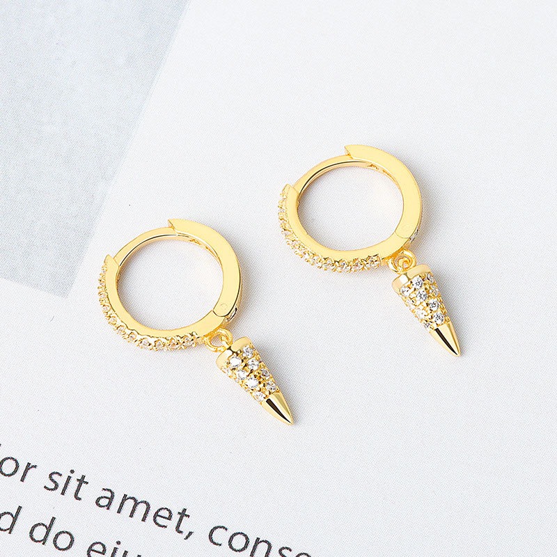 S925 sterling silver stud earrings geometric conical earrings - Image 4