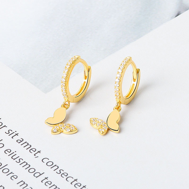 S925 sterling silver stud earrings butterfly earrings - Image 2