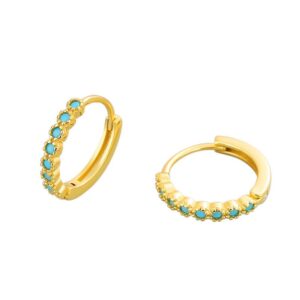 S925 sterling silver stud earrings and turquoise hoop earrings