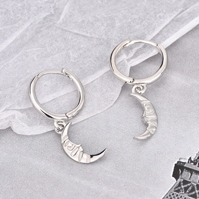 S925 sterling silver stud earrings moon earrings - Image 2