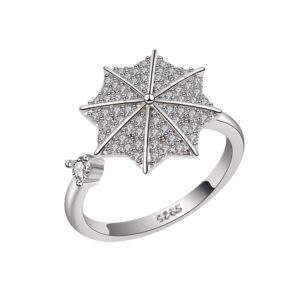 S925 sterling silver ring with rotatable opening adjustable women's ring