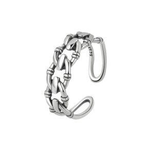 S925 sterling silver ring opening adjustable chain women's ring