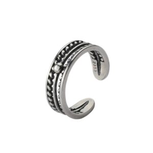 S925 sterling silver ring opening adjustable cut-out bead ring for women