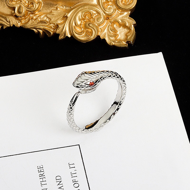S925 Sterling Silver Ring Opening Adjustable Small Snake Ring for Women - Image 3