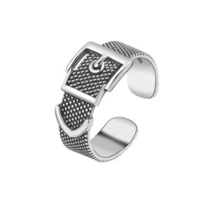 S925 Sterling Silver Ring Opening Adjustable Belt Buckle Women's Ring