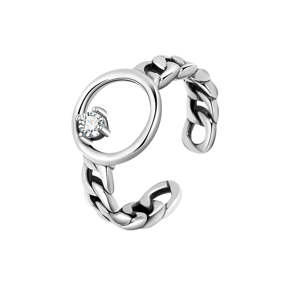 S925 sterling silver ring opening adjustable women's ring