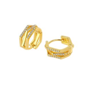 S925 sterling silver stud earrings with three rows of zircon earrings