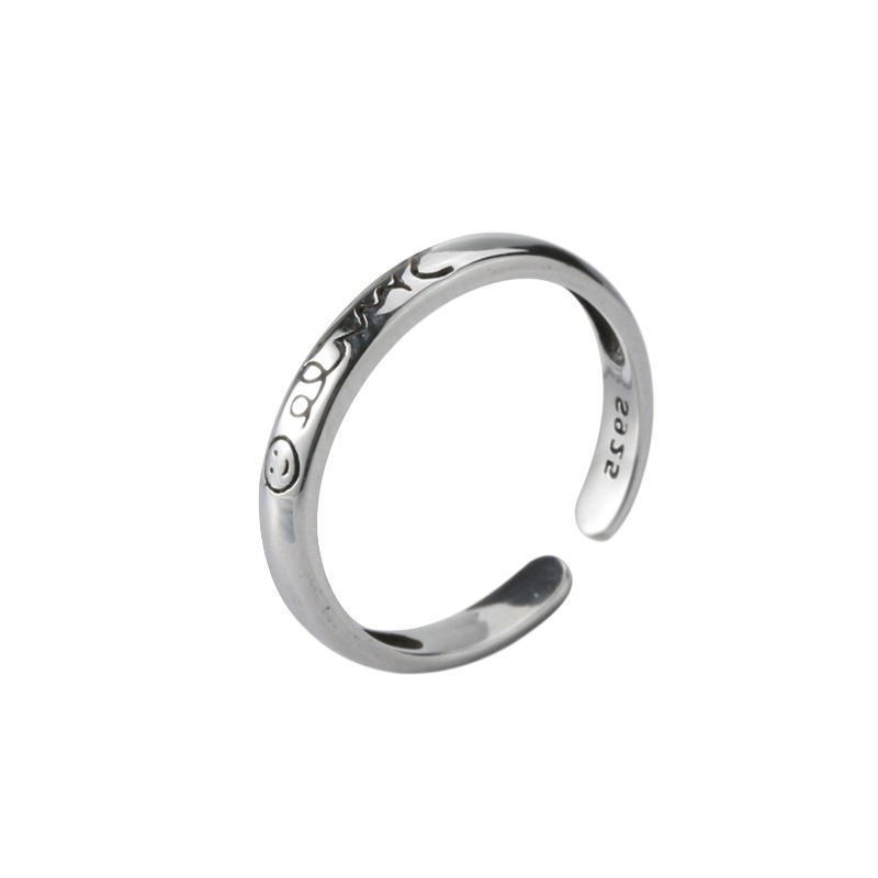 S925 sterling silver ring opening adjustable women's ring