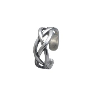 S925 sterling silver ring opening adjustable twist ring for women