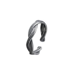S925 sterling silver ring opening adjustable twist ring for women