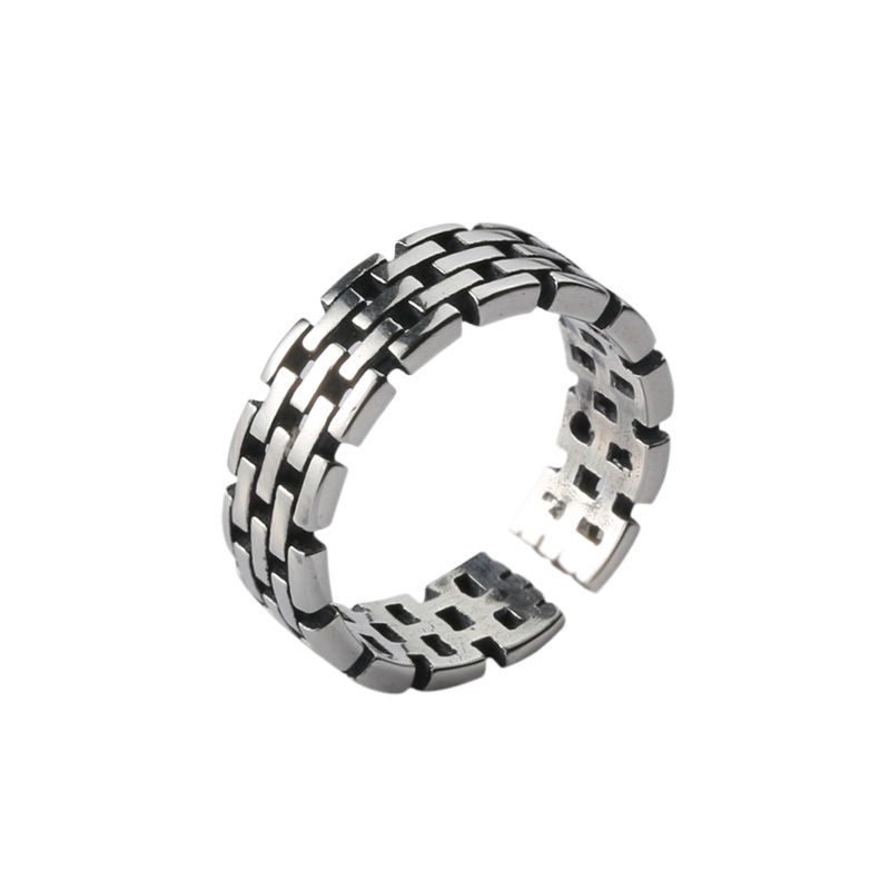 S925 sterling silver ring with adjustable opening openwork for women