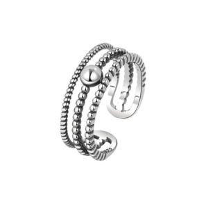 S925 sterling silver ring opening adjustable twist ring for women