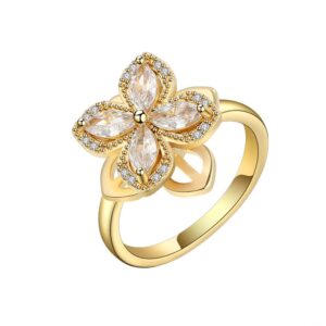 S925 Sterling Silver Ring Rotatable Flower Opening Adjustable Ladies Ring