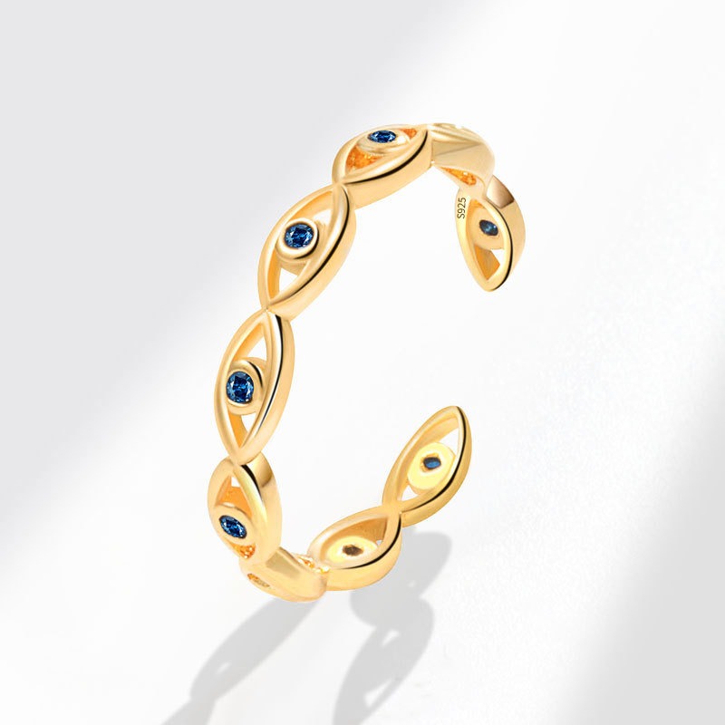 S925 Sterling Silver Ring Opening Adjustable Devil's Eye Ring Ring for Women