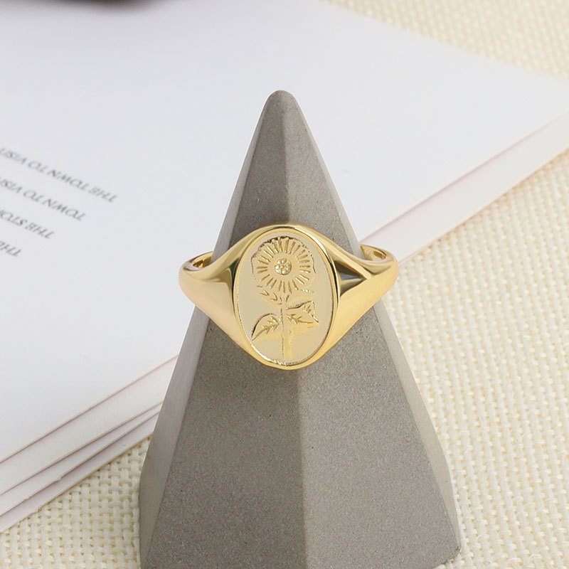 S925 sterling silver ring opening adjustable sunflower ring for women - Image 3