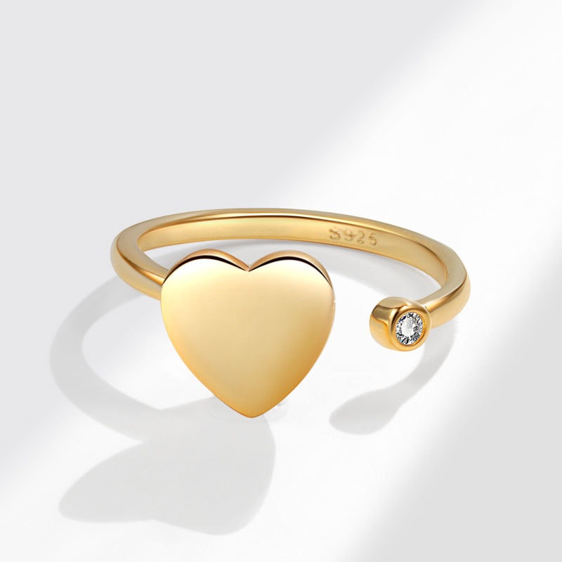 S925 sterling silver ring opening adjustable rotating heart ring for women - Image 2
