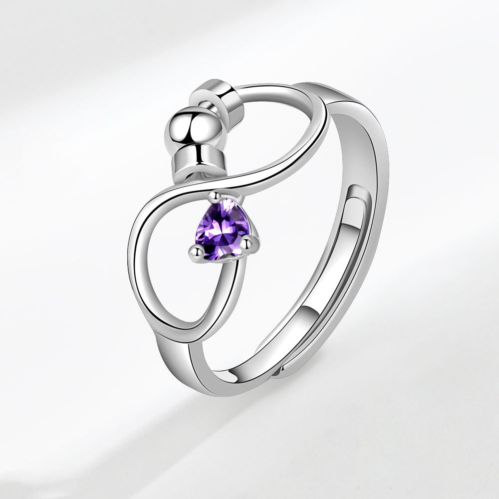 S925 sterling silver ring opening adjustable rotation 12th birthday women's ring - Image 3