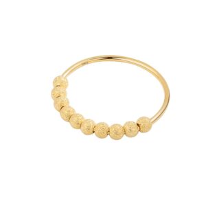 S925 Sterling Silver Ring Opening Adjustable Rotating Matte Beaded Ladies Ring