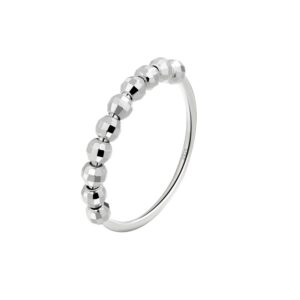 S925 sterling silver ring opening adjustable rotating beaded women's ring