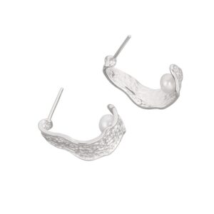 S925 sterling silver stud earrings with pearl ruffle texture
