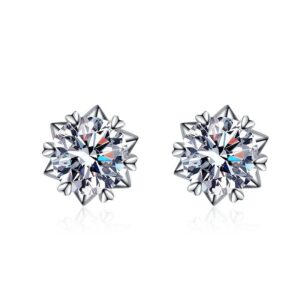 S925 sterling silver stud earrings six-claw petal moissanite pendant