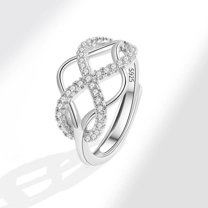 S925 sterling silver ring opening adjustable figure 8 women's ring - Image 3