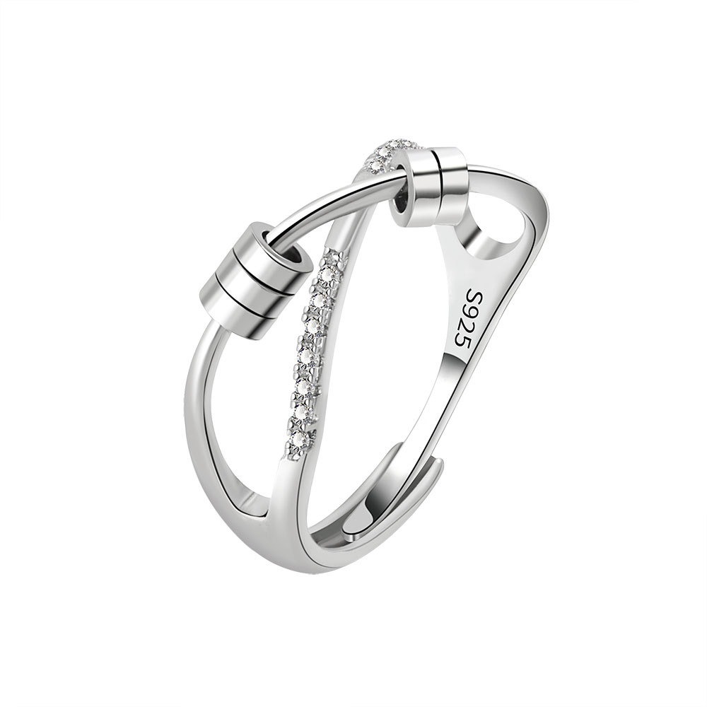 S925 sterling silver ring opening adjustable women's ring