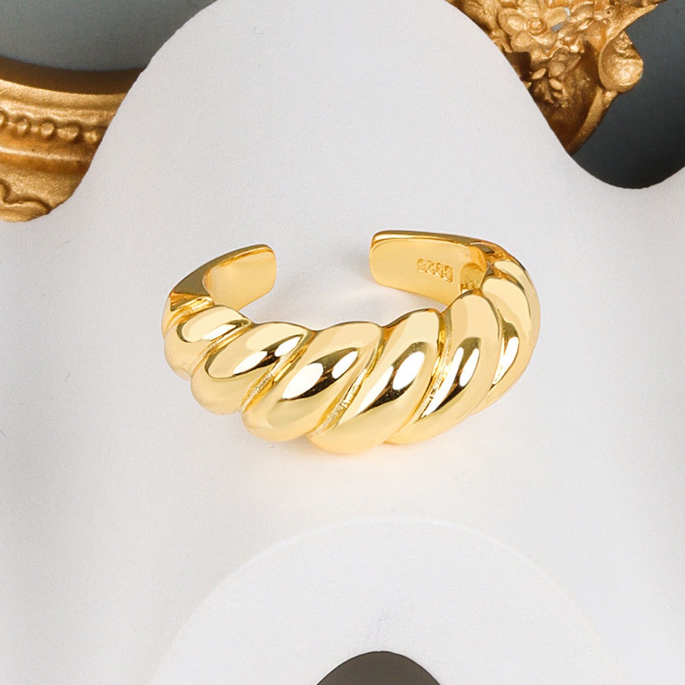 S925 sterling silver ring opening adjustable thread twist women's ring - Image 2