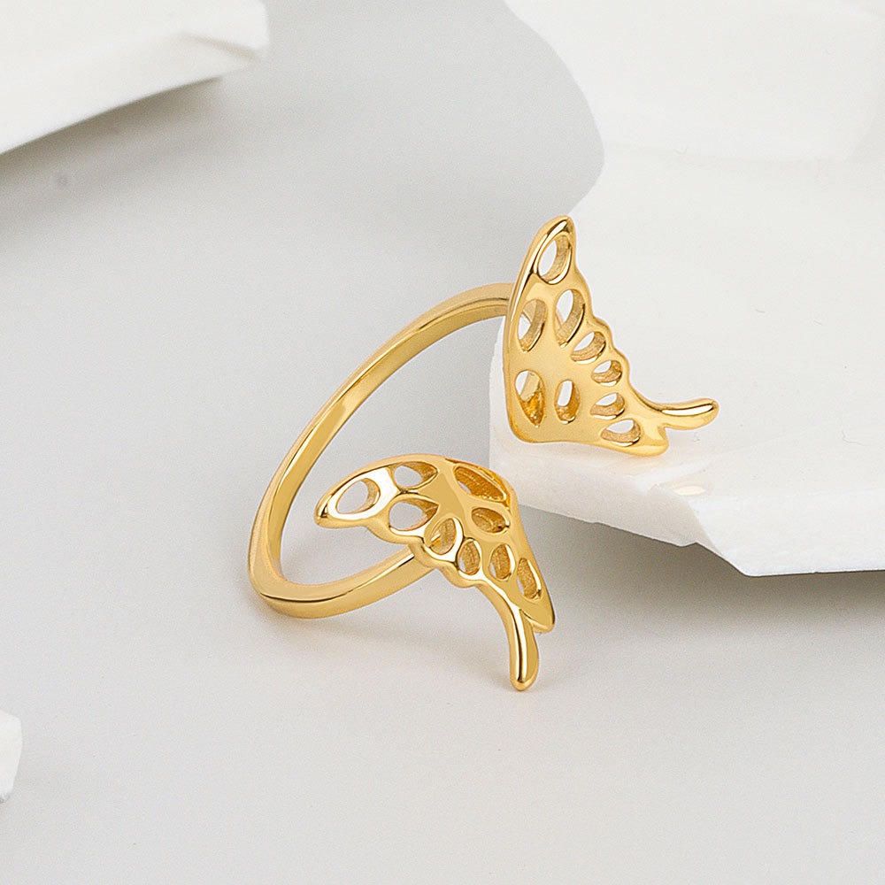 S925 Sterling Silver Ring Opening Adjustable Butterfly Ring for Women - Image 2