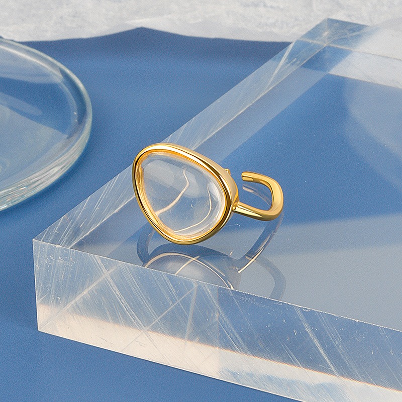 S925 sterling silver ring opening adjustable moonlight crystal stone ring for women - Image 2