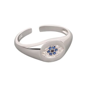 S925 Sterling Silver Ring Opening Adjustable Devil's Eye Ring Ring for Women