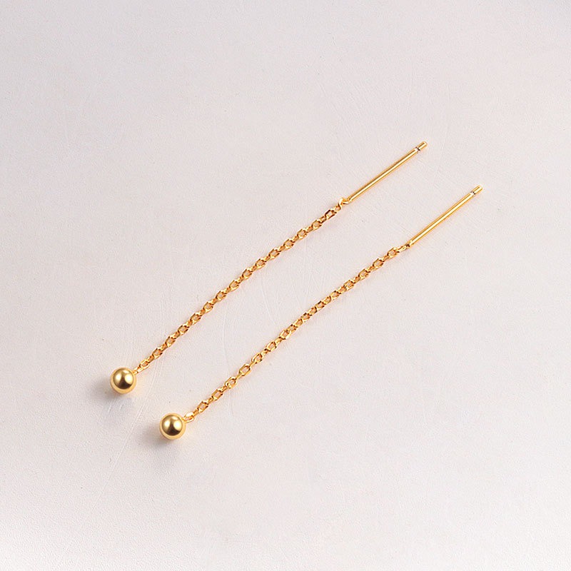 S925 sterling silver stud earrings beaded ear cord - Image 6