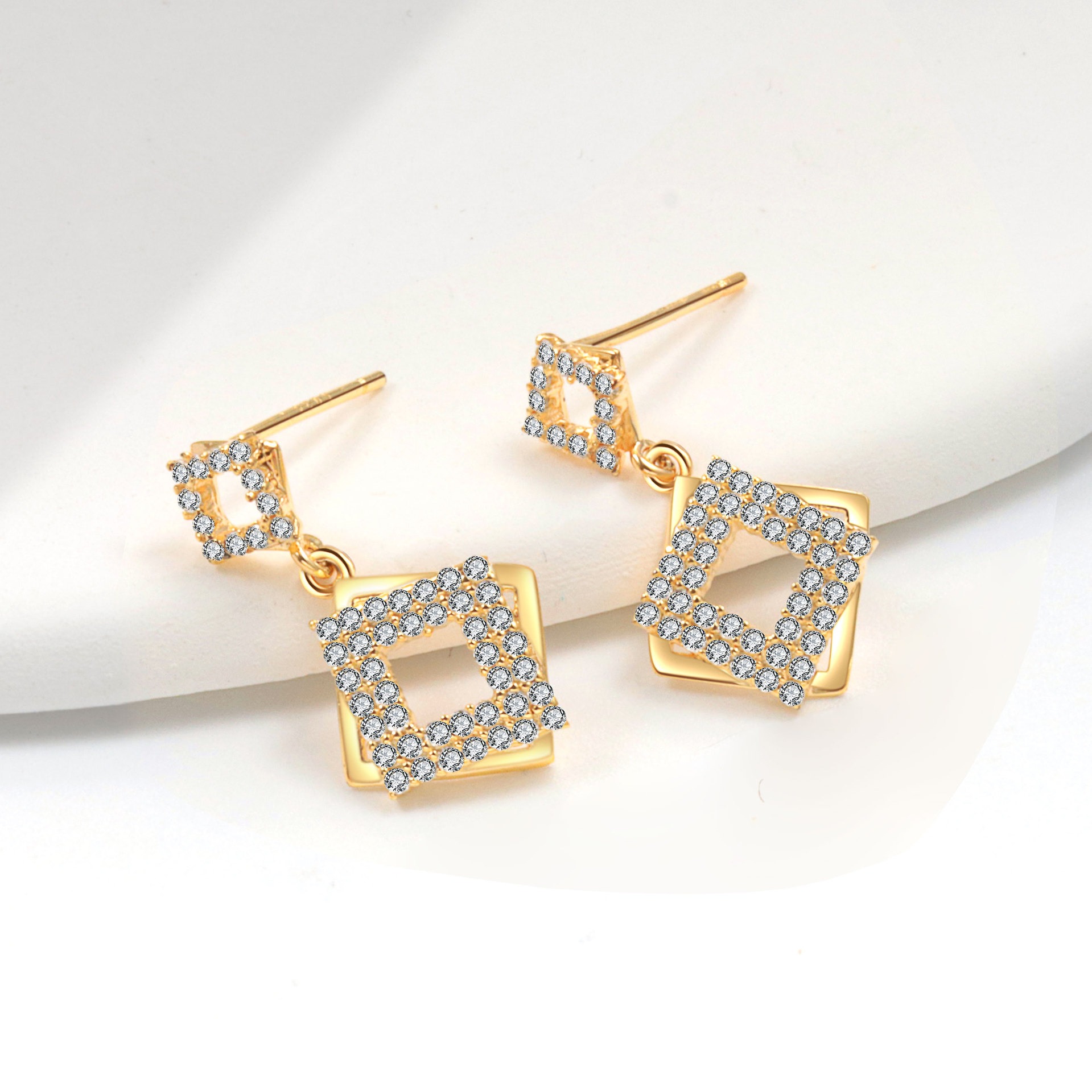 S925 sterling silver stud earrings tassel diamond earrings - Image 2