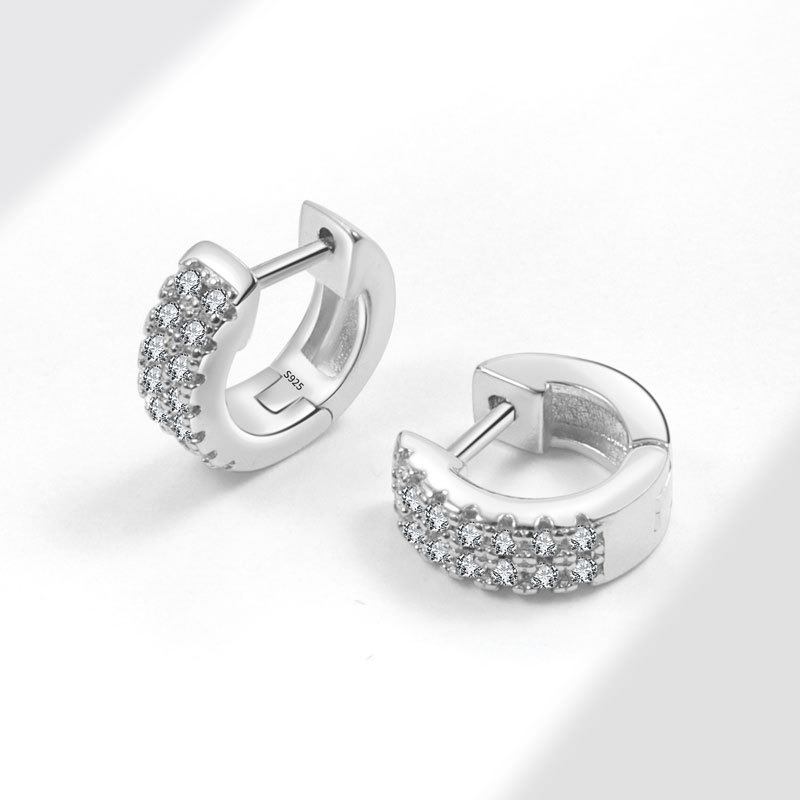 S925 sterling silver stud earrings round zircon earrings - Image 4