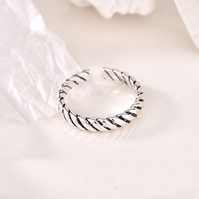 S925 sterling silver ring opening adjustable women's ring style - Image 3