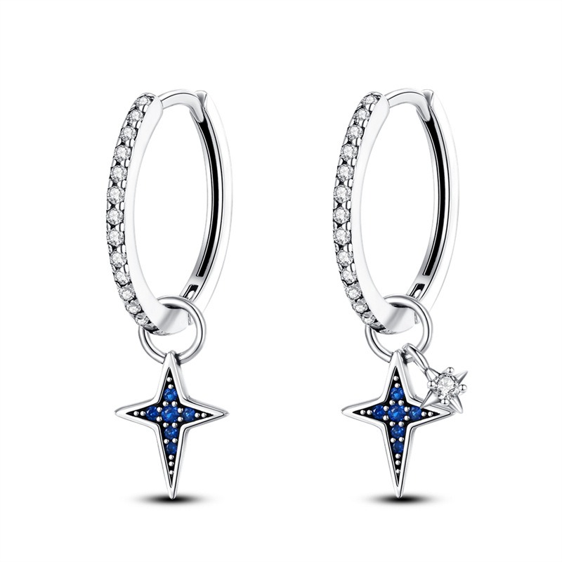 S925 sterling silver stud earrings star earrings - Image 2